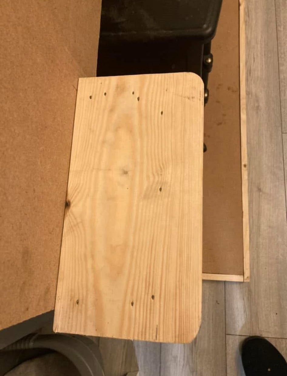 Timber batten cut and shaped ready for the fireplace cladding frame