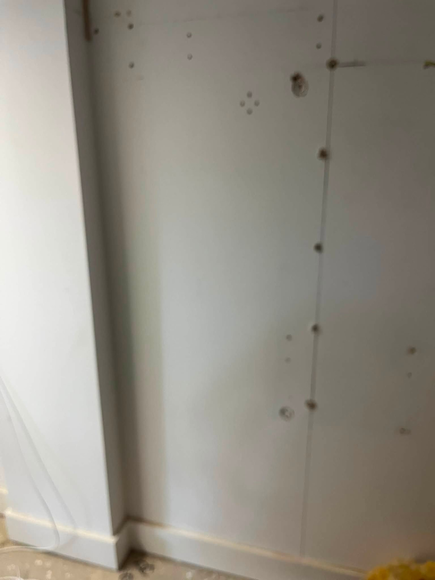 Smooth boarded wall with fixings ready for filling and finishing