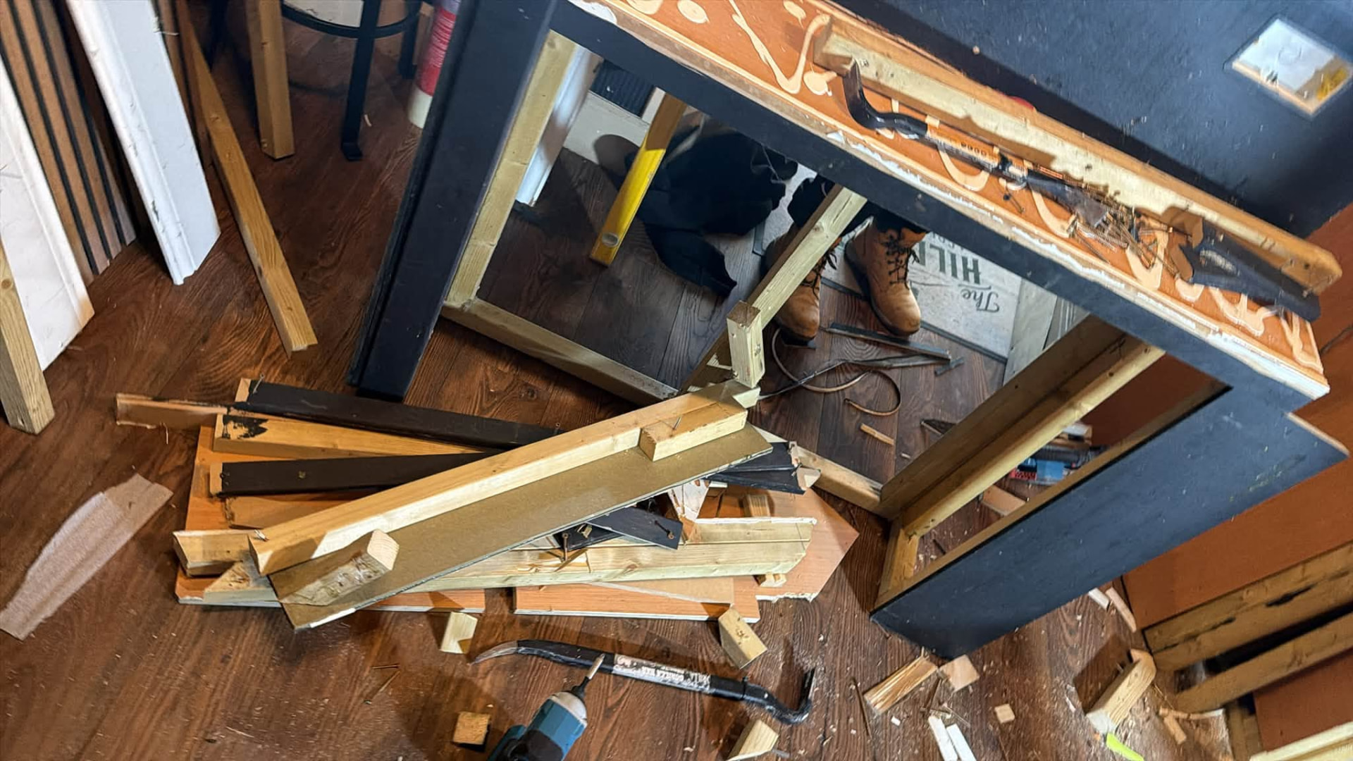 Old counter framework dismantled and removed ready for the new build