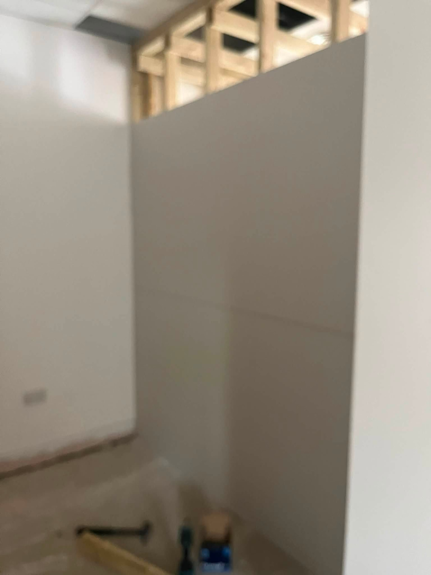 Plasterboard partition wall boarded and ready for finishing