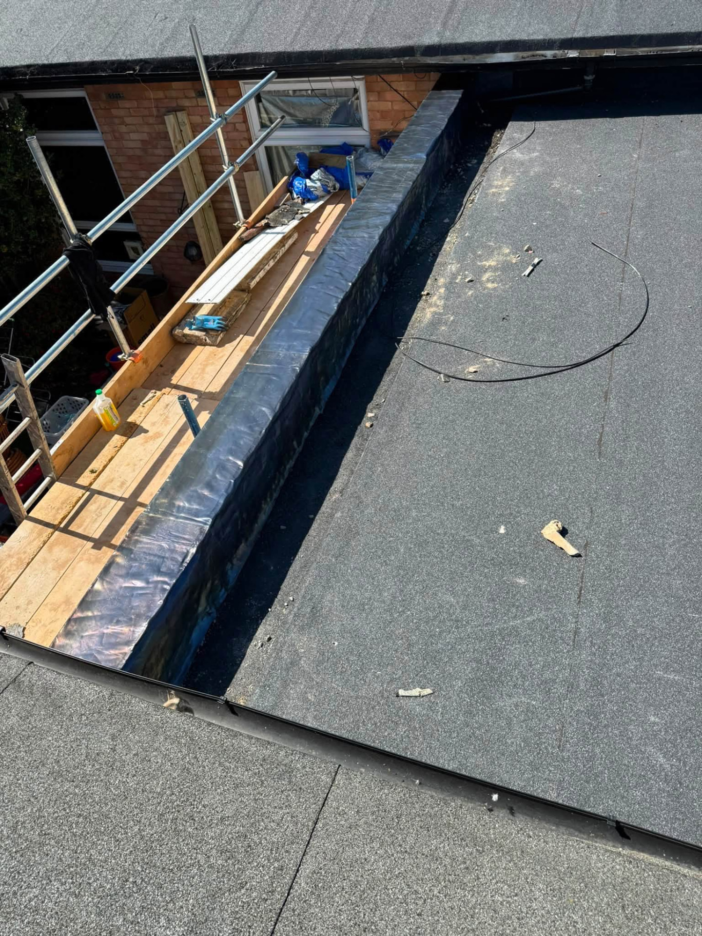 Finished leadwork and flat roof detail viewed from above