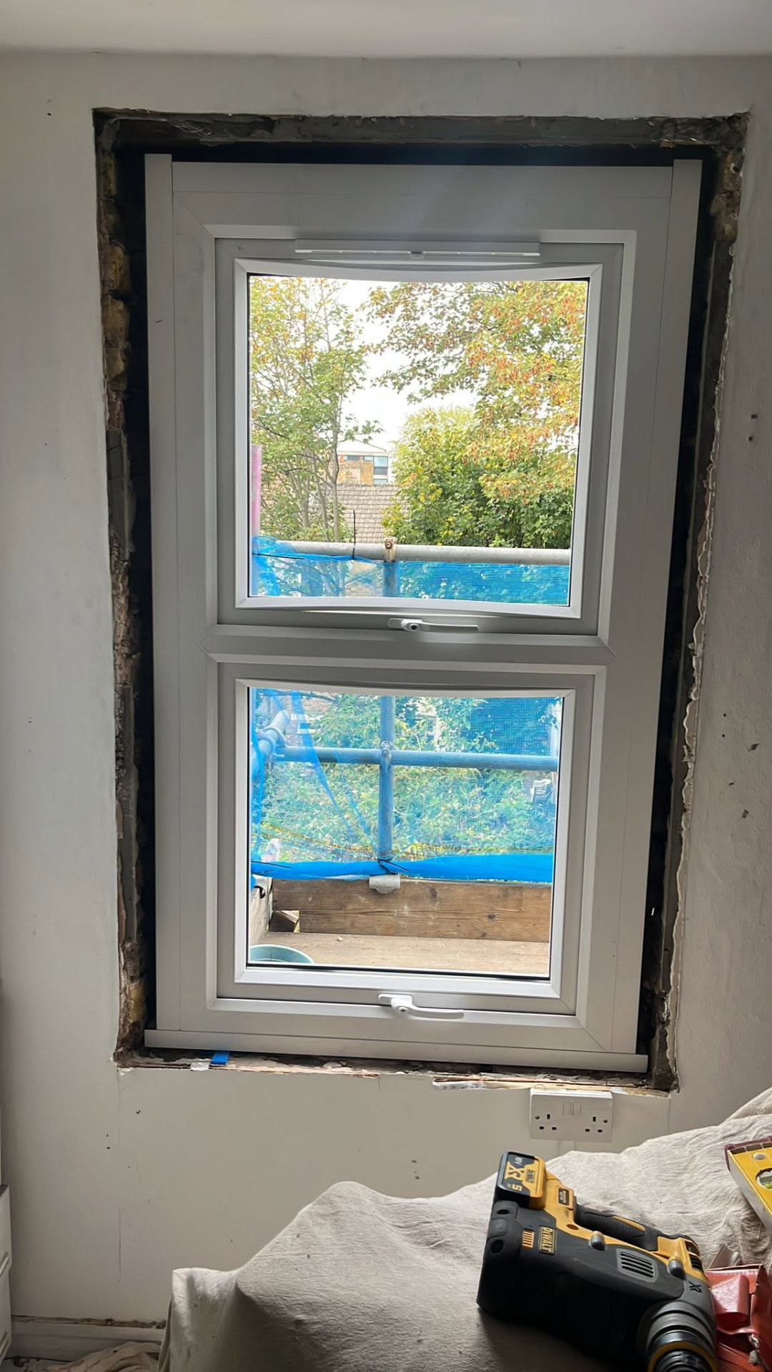 New uPVC double-glazed window fitted into the prepared opening