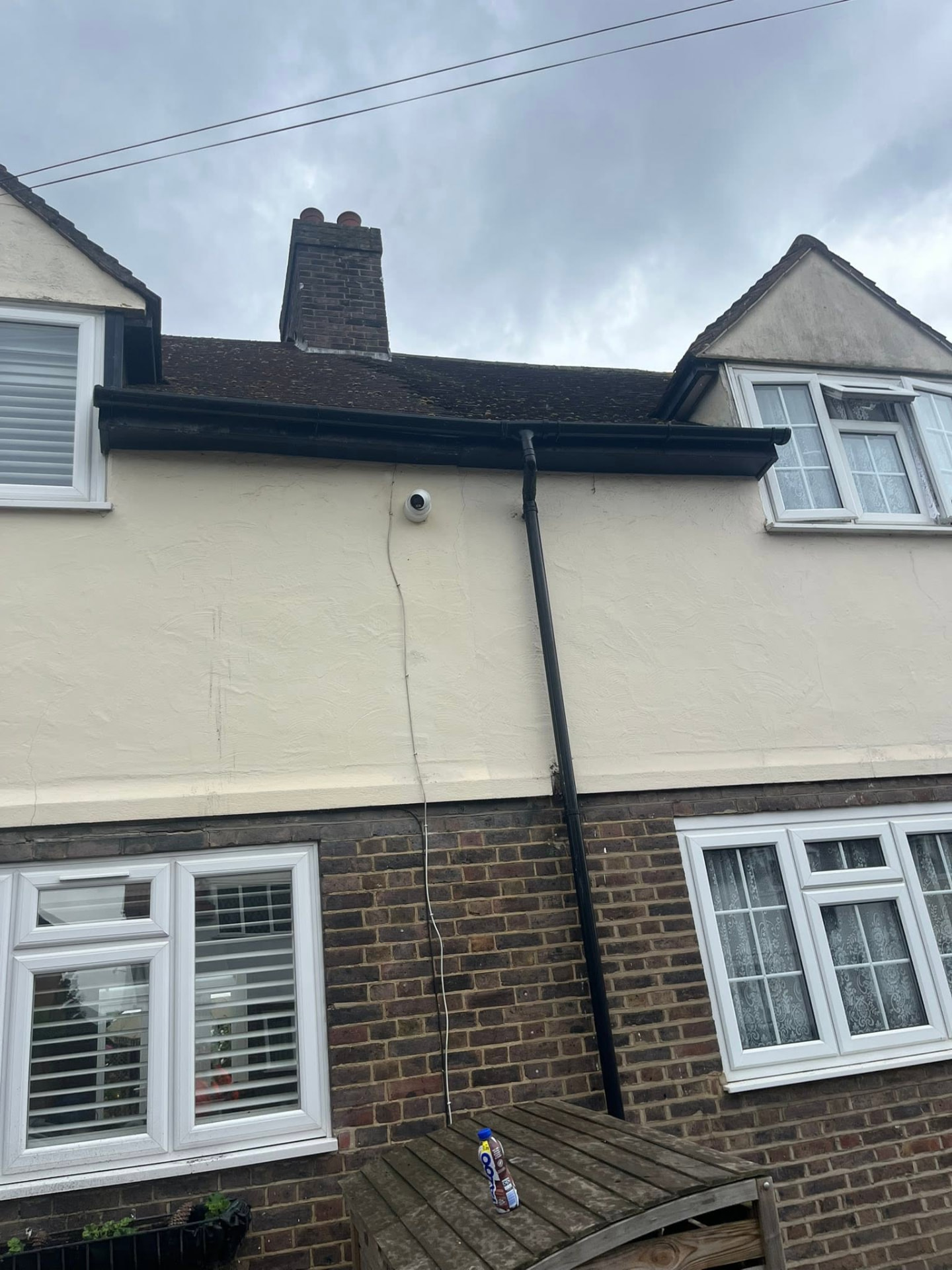 Repaired gutter and downpipe running clear after the callout